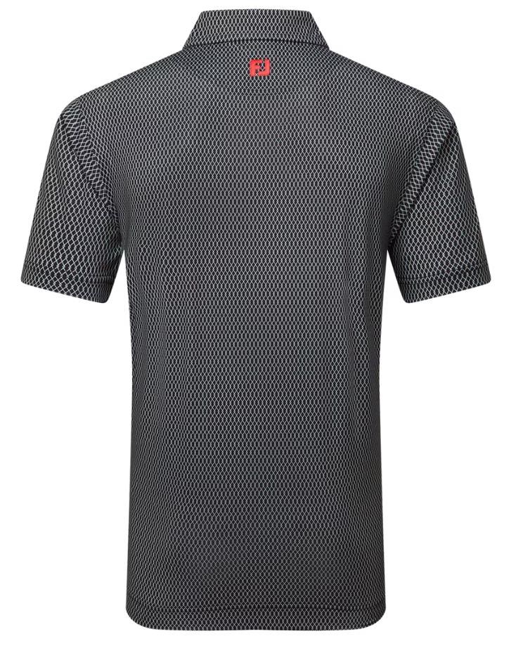 FootJoy Irongate Print Lisle Herren Poloshirt, schwarz/weiss