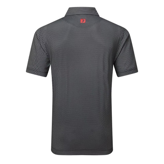 FootJoy Irongate Print Lisle Herren Poloshirt, schwarz/weiss