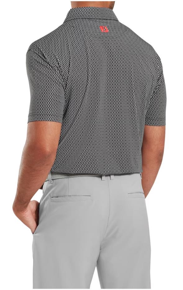 FootJoy Irongate Print Lisle Herren Poloshirt, schwarz/weiss