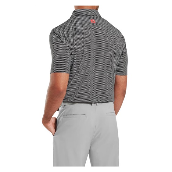 FootJoy Irongate Print Lisle Herren Poloshirt, schwarz/weiss