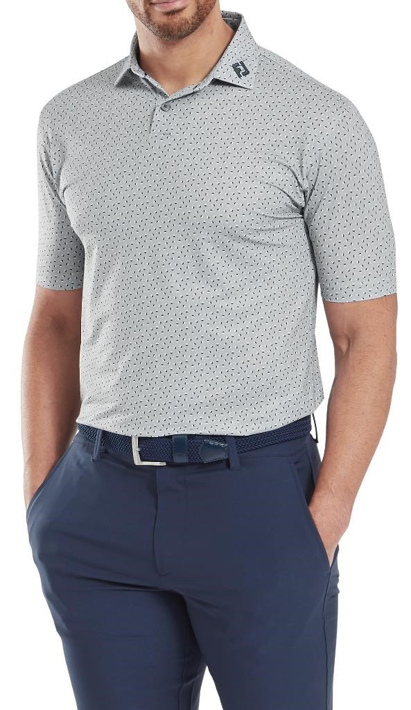 FootJoy Bounce Print Pique Herren Polo, grau