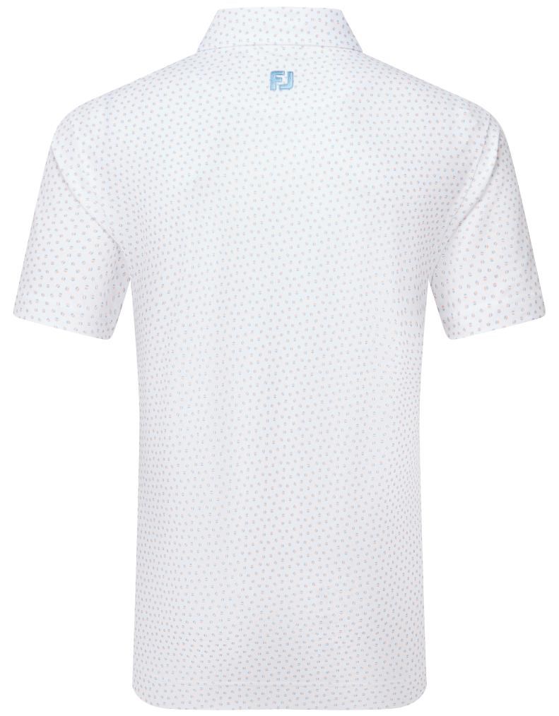 FootJoy Bounce Print Pique Herren Polo, white/orange/blue jay