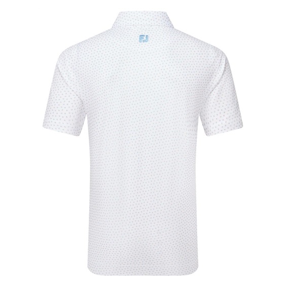 FootJoy Bounce Print Pique Herren Polo, white/orange/blue jay