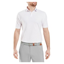 FootJoy Bounce Print Pique Herren Polo, white/orange/blue jay