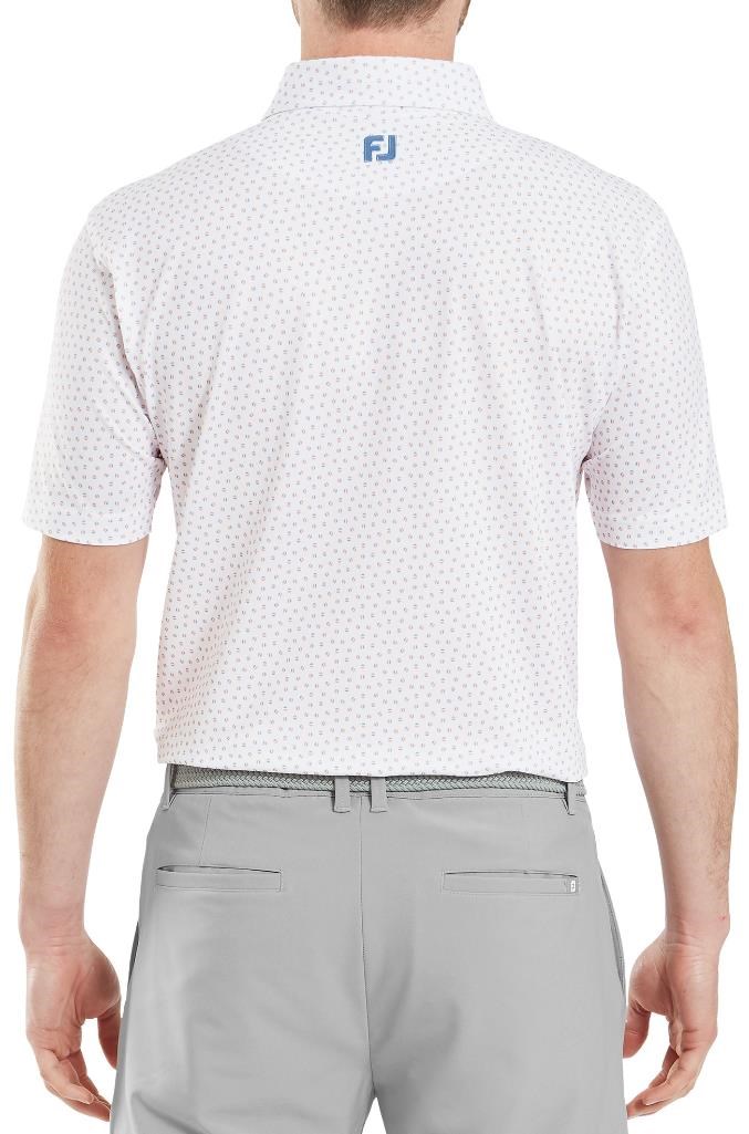 FootJoy Bounce Print Pique Herren Polo, white/orange/blue jay