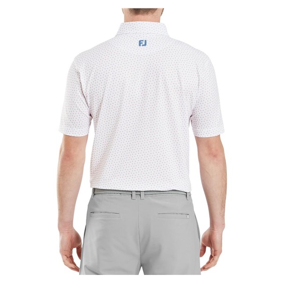 FootJoy Bounce Print Pique Herren Polo, white/orange/blue jay