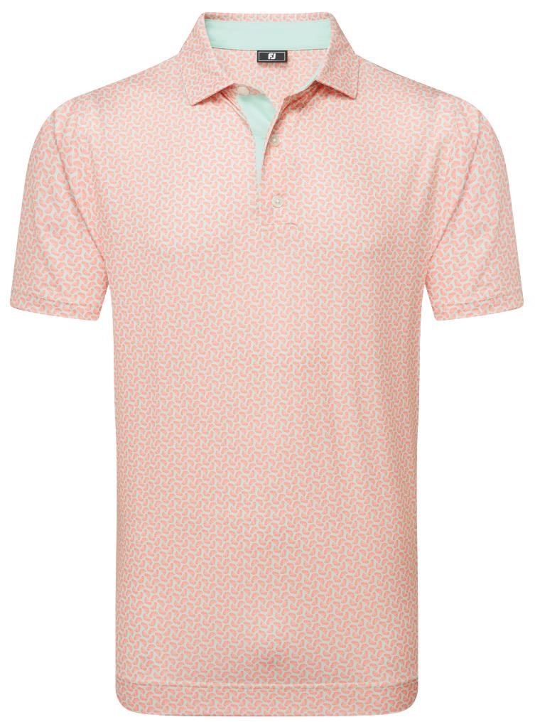 FootJoy Citrus Print Lisle Herren Poloshirt, orange/hellgrün