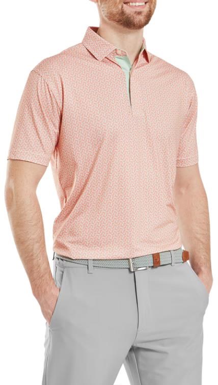 FootJoy Citrus Print Lisle Herren Poloshirt, orange/hellgrün