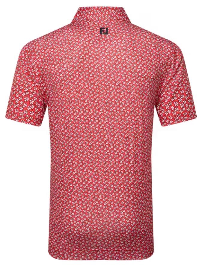 FootJoy Floral Sketch Print Herren Poloshirt, white/hibiscus