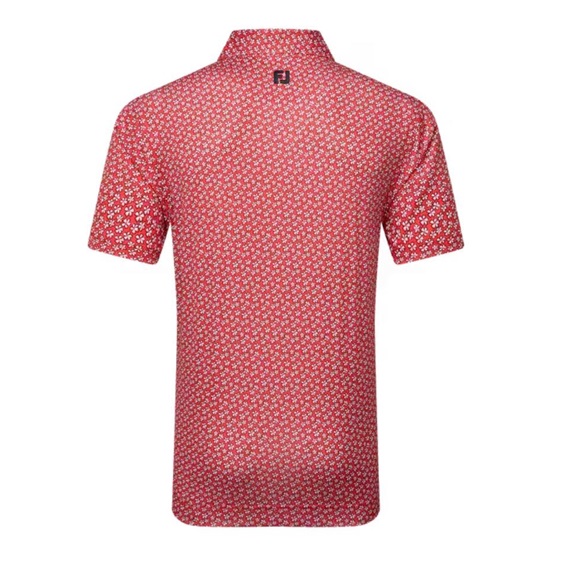 FootJoy Floral Sketch Print Herren Poloshirt, white/hibiscus