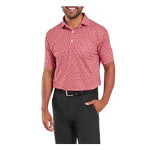 FootJoy Floral Sketch Print Herren Poloshirt, white/hibiscus