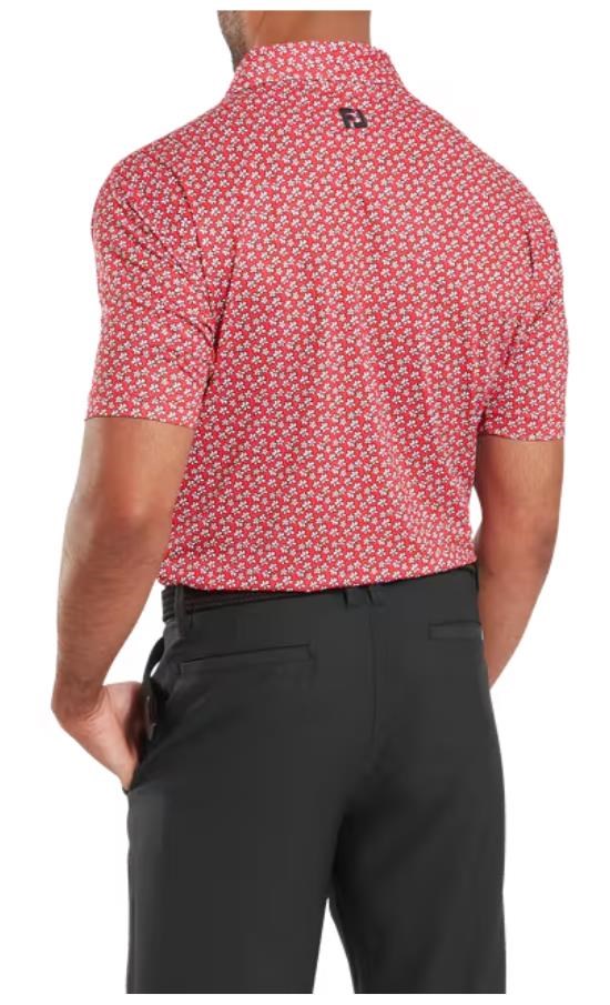 FootJoy Floral Sketch Print Herren Poloshirt, white/hibiscus