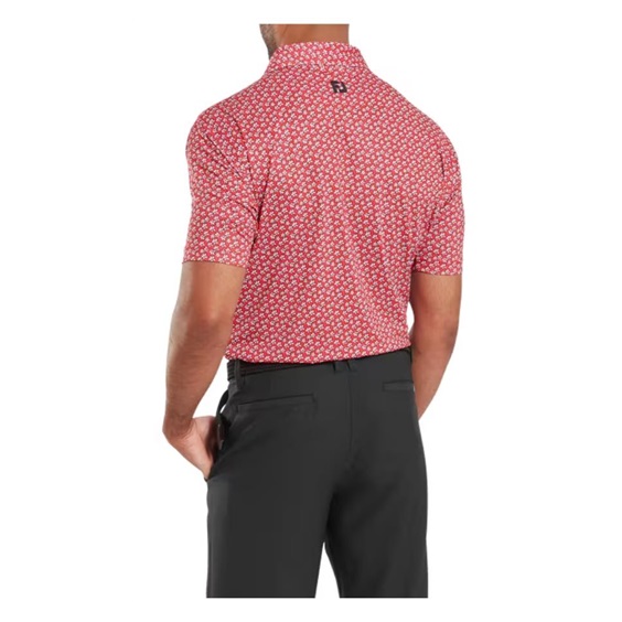 FootJoy Floral Sketch Print Herren Poloshirt, white/hibiscus