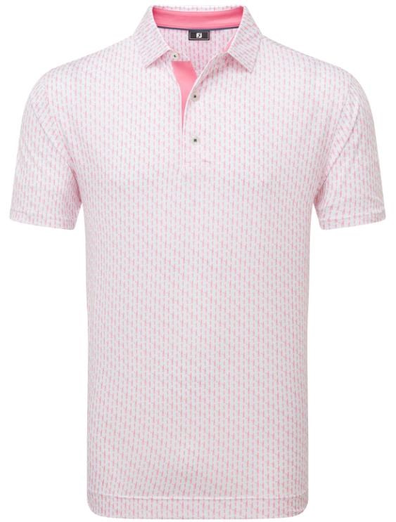 FootJoy Figure Print Lisle Herren Poloshirt, weiss/rosa