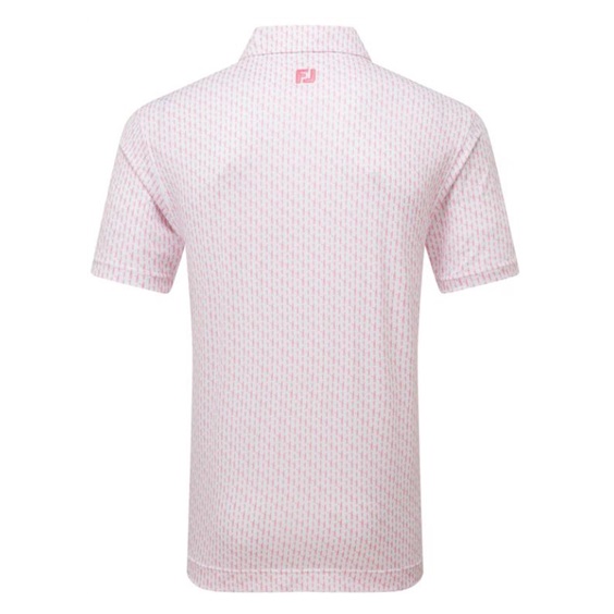 FootJoy Figure Print Lisle Herren Poloshirt, weiss/rosa