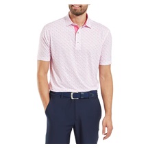 FootJoy Figure Print Lisle Herren Poloshirt, weiss/rosa