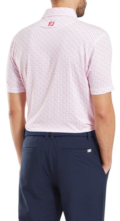 FootJoy Figure Print Lisle Herren Poloshirt, weiss/rosa