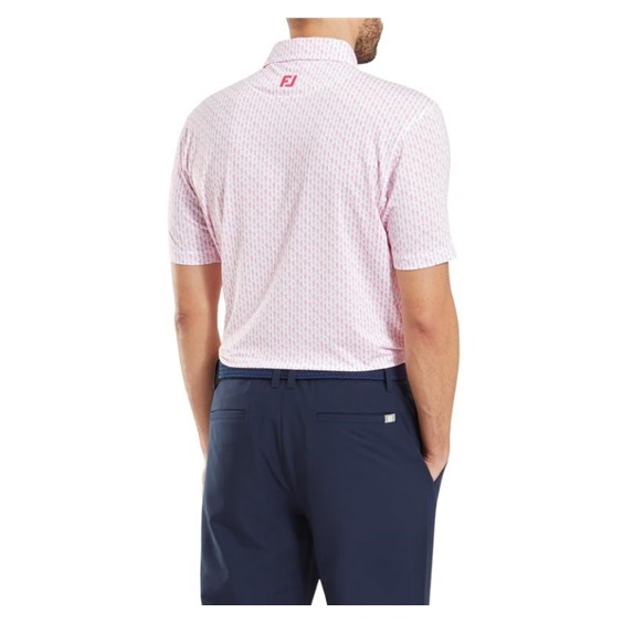 FootJoy Figure Print Lisle Herren Poloshirt, weiss/rosa