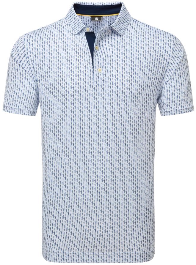 FootJoy Figure Print Lisle Herren Poloshirt, weiss/dunkelblau