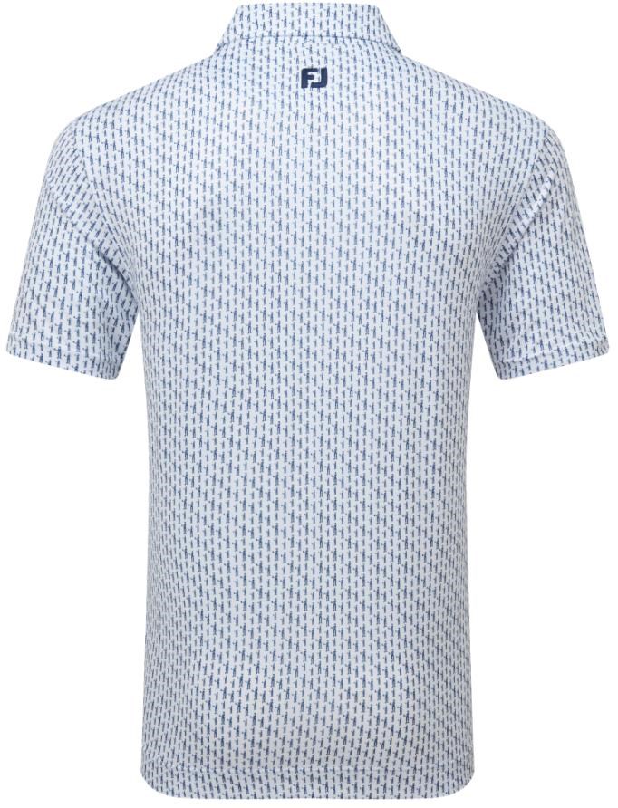 FootJoy Figure Print Lisle Herren Poloshirt, weiss/dunkelblau
