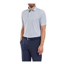 FootJoy Figure Print Lisle Herren Poloshirt, weiss/dunkelblau