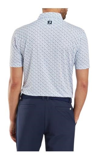 FootJoy Figure Print Lisle Herren Poloshirt, weiss/dunkelblau