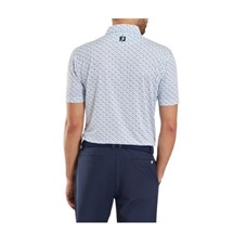 FootJoy Figure Print Lisle Herren Poloshirt, weiss/dunkelblau
