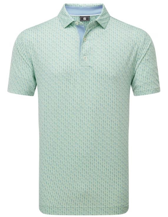 FootJoy Figure Print Lisle Herren Poloshirt, hellgrün/blau