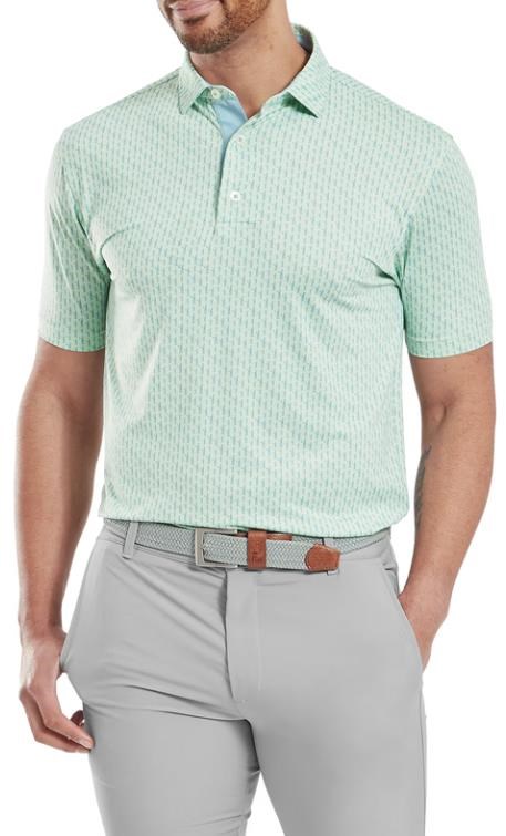 FootJoy Figure Print Lisle Herren Poloshirt, hellgrün/blau
