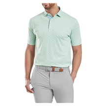 FootJoy Figure Print Lisle Herren Poloshirt, hellgrün/blau