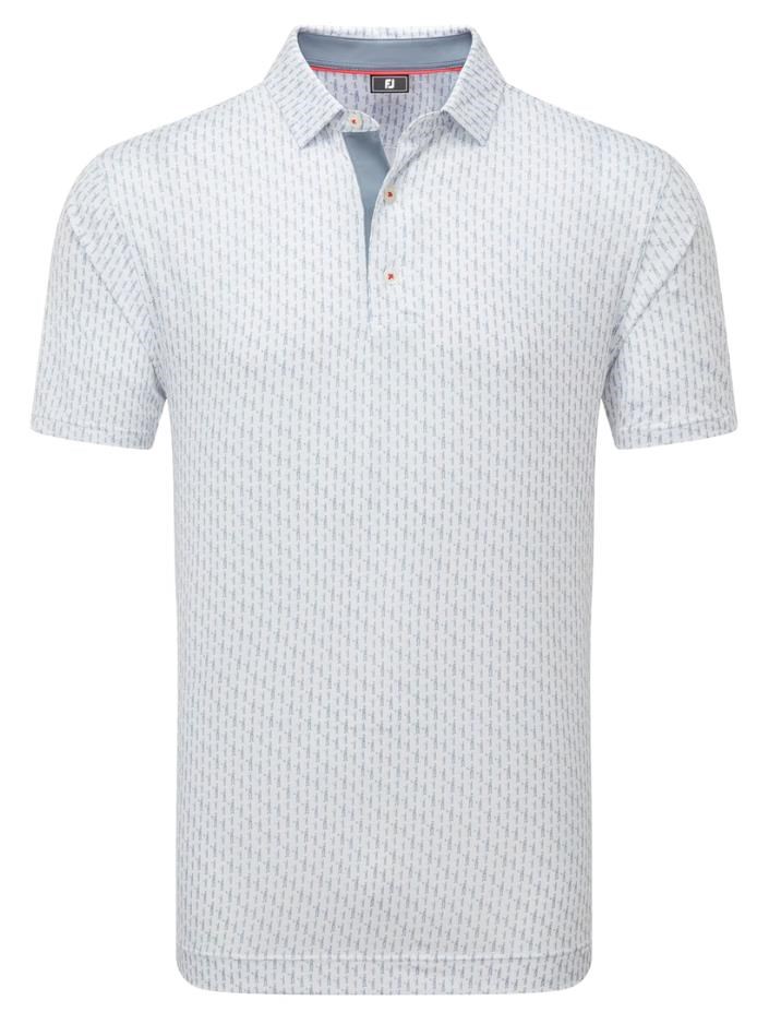 FootJoy Figure Print Lisle Herren Poloshirt, white/flint