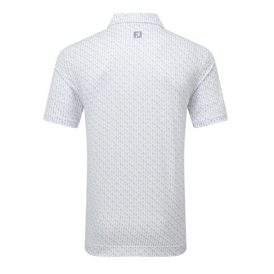 FootJoy Figure Print Lisle Herren Poloshirt, white/flint