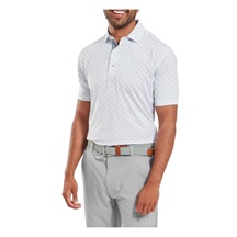 FootJoy Figure Print Lisle Herren Poloshirt, white/flint