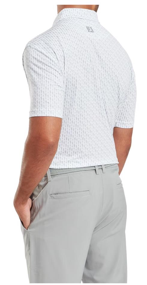 FootJoy Figure Print Lisle Herren Poloshirt, white/flint