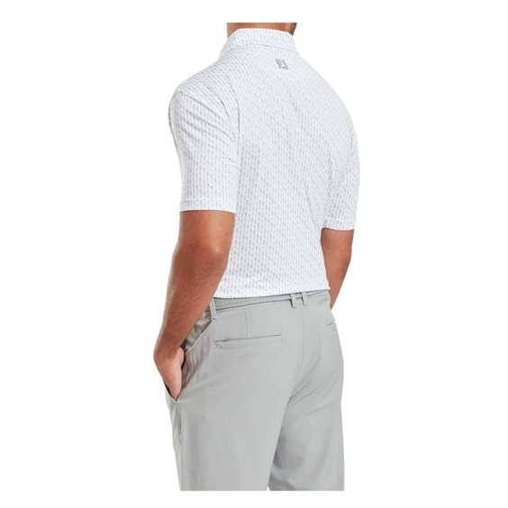 FootJoy Figure Print Lisle Herren Poloshirt, white/flint