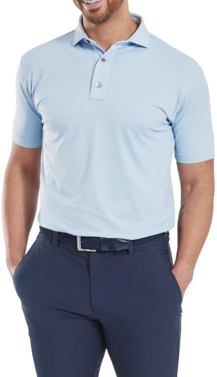FootJoy Etched Texture Print Lisle Herren Poloshirt, blau