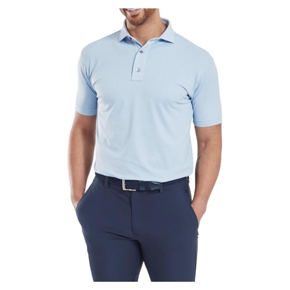 FootJoy Etched Texture Print Lisle Herren Poloshirt, blau