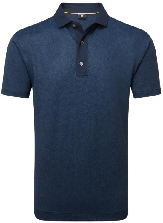 FootJoy Etched Texture Print Lisle Herren Poloshirt, dunkelblau