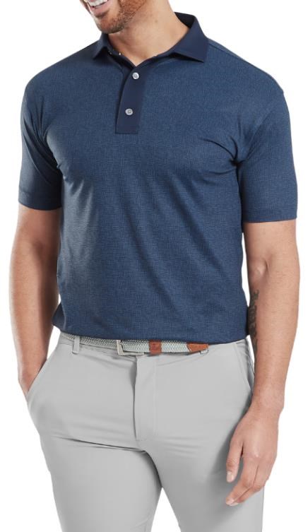 FootJoy Etched Texture Print Lisle Herren Poloshirt, dunkelblau