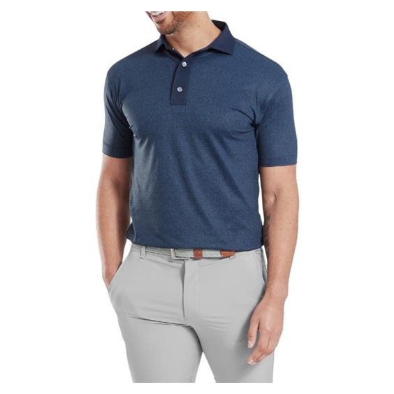FootJoy Etched Texture Print Lisle Herren Poloshirt, dunkelblau