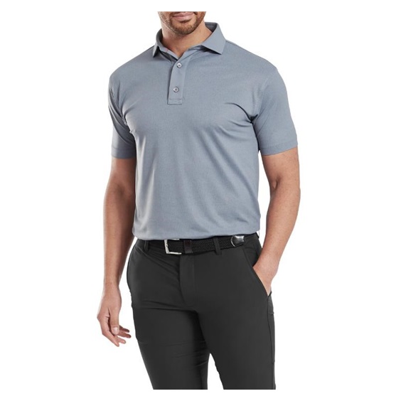 FootJoy Etched Texture Print Lisle Herren Poloshirt, grau