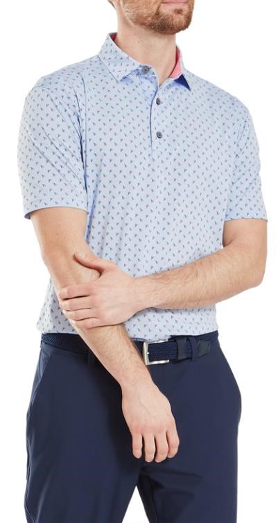 FootJoy Flower Bud Foulard Lisle Poloshirt, blau