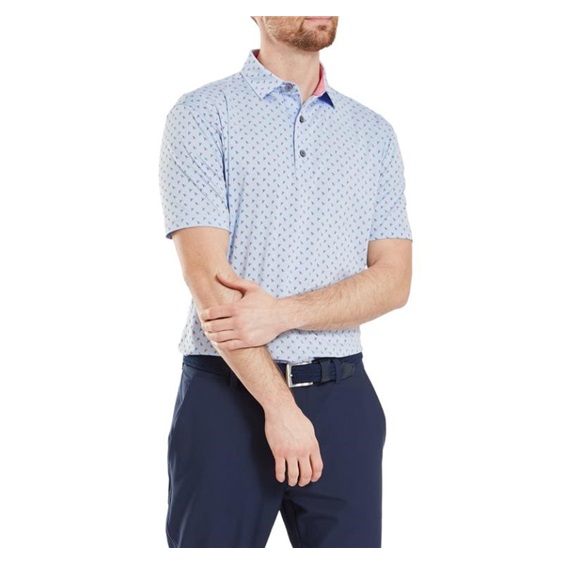 FootJoy Flower Bud Foulard Lisle Poloshirt, blau