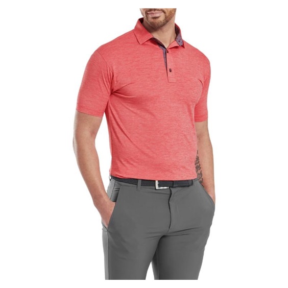 FootJoy Heather Lisle with Trim Herren Poloshirt, hibiscus
