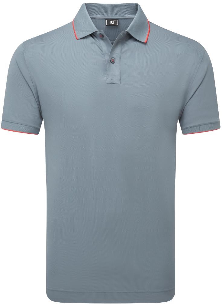 FootJoy Tipped Pique Herren Poloshirt, flint/hibiscus