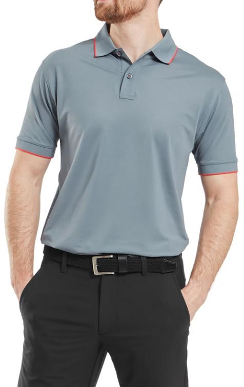 FootJoy Tipped Pique Herren Poloshirt, flint/hibiscus