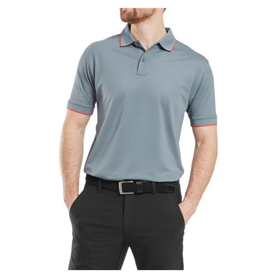 FootJoy Tipped Pique Herren Poloshirt, flint/hibiscus