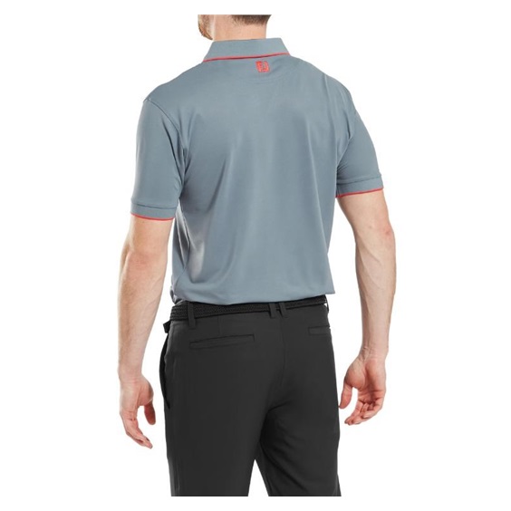FootJoy Tipped Pique Herren Poloshirt, flint/hibiscus