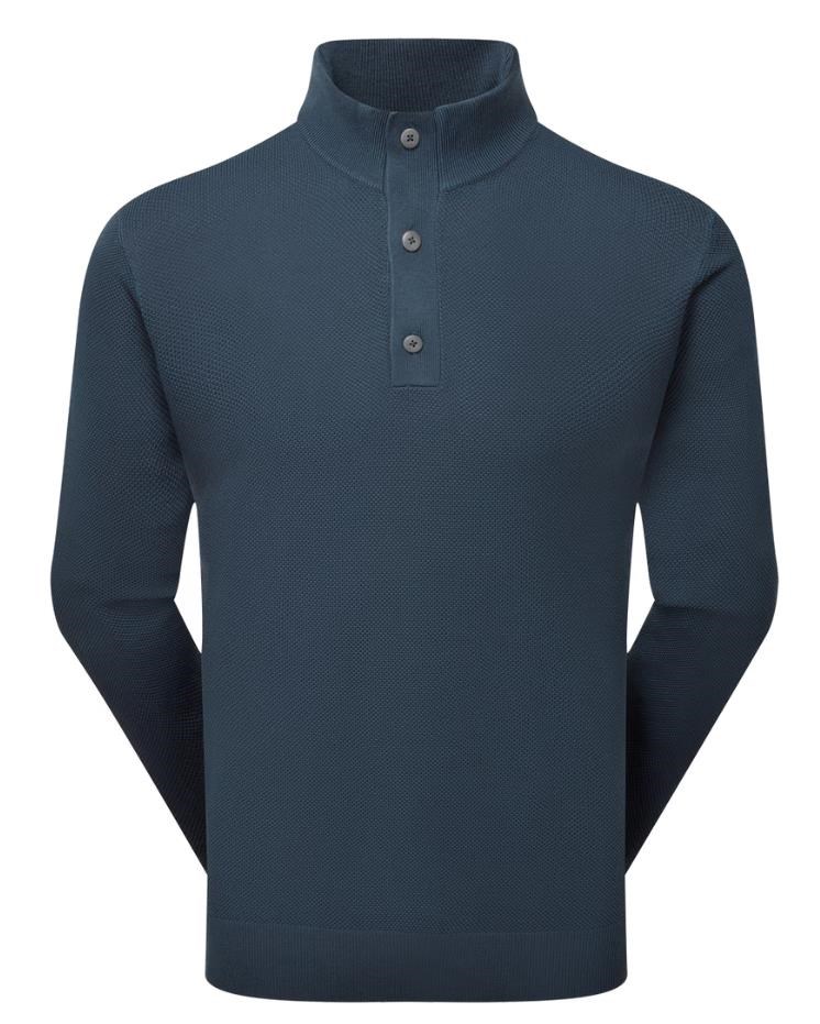 FootJoy Drirelease Button Placket Herren Knopfleisten Pullover, dark denim