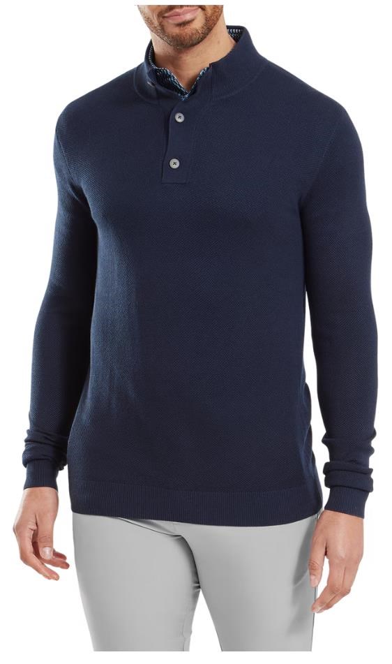 FootJoy Drirelease Button Placket Herren Knopfleisten Pullover, dark denim